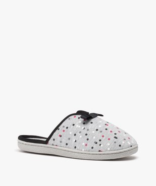 Chaussons femme mules plates en jersey à pois vue2 - GEMO(HOMWR FEM) - GEMO