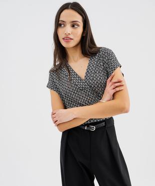 Tee-shirt manches courtes à col V femme vue1 - GEMO 4G FEMME - GEMO