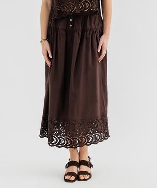 Jupe longue et ample en coton brodé et ajouré femme vue1 - GEMO(FEMME PAP) - GEMO