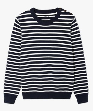 Pull homme à rayures avec col rond vue4 - GEMO (HOMME) - GEMO