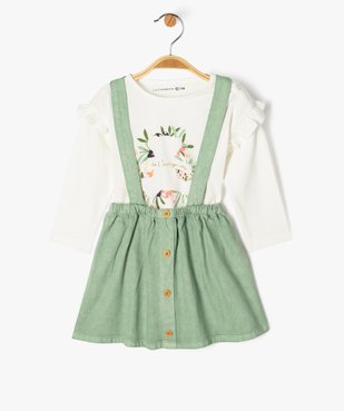 Ensemble 2 pièces bébé fille tee-shirt et jupe à bretelles - LuluCastagnette vue1 - LULUCASTAGNETTE - GEMO