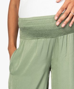 Pantalon de grossesse ample et fluide à taille smockée vue2 - GEMO (MATER) - GEMO