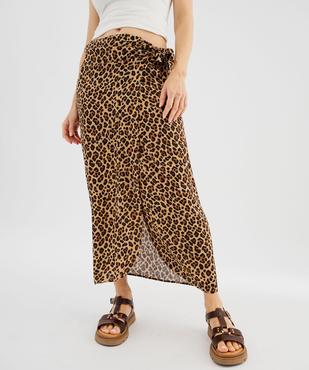 Jupe portefeuille longue en viscose froissée imprimée femme vue1 - GEMO 4G FEMME - GEMO