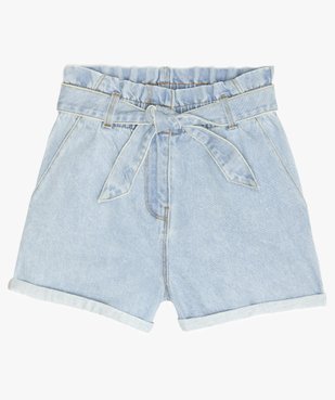 Short fille en jean taille haute avec ceinture à nouer vue1 - GEMO (JUNIOR) - GEMO