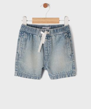 Short en jean délavé avec taille ajustable bébé garçon vue1 - GEMO(BEBE DEBT) - GEMO
