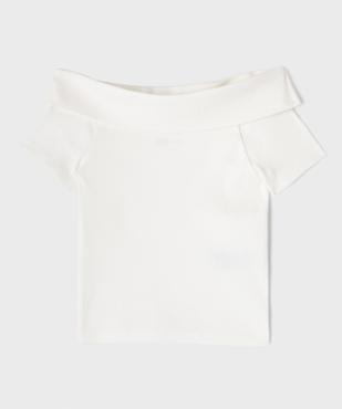 Tee-shirt manches courtes avec col Bardot fille vue4 - GEMO 4G FILLE - GEMO