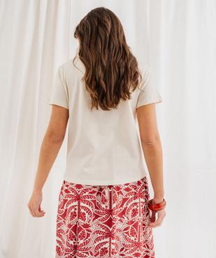 Tee-shirt manches courtes avec motif estival pailleté femme vue3 - GEMO(FEMME PAP) - GEMO