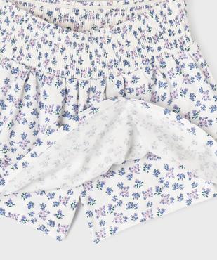 Jupe short fleurie à volants et taille à smocks fille vue6 - GEMO 4G FILLE - GEMO