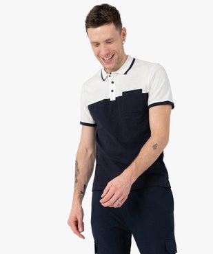 Polo homme bicolore à manches courtes vue1 - GEMO (HOMME) - GEMO