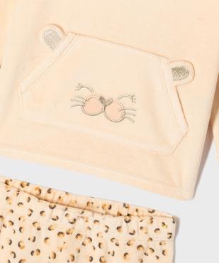 Pyjama 2 pièces en velours à motif léopard bébé fille vue3 - GEMO 4G BEBE - GEMO
