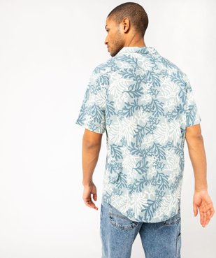Chemise manches courtes et col cubain en viscose imprimée feuillage homme vue3 - GEMO 4G HOMME - GEMO