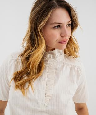 Blouse à manches courtes avec volants sur le col femme vue2 - GEMO(FEMME PAP) - GEMO