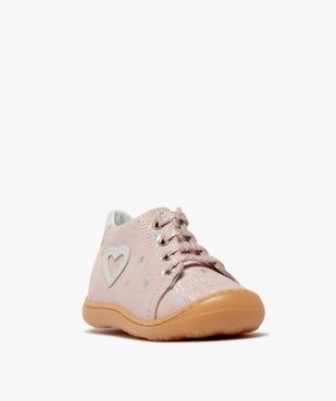 Chaussures premiers pas bébé fille en cuir vue2 - GEMO(BEBE DEBT) - GEMO