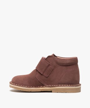 Boots enfant unis en cuir à fermeture scratch vue3 - GEMO (ENFANT) - GEMO