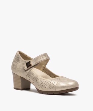 Escarpins femme confort à talon et bride scratch vue2 - GEMO(URBAIN) - GEMO