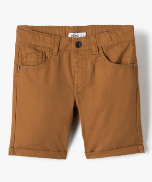 Bermuda garçon en coton twill uni à revers vue1 - GEMO (ENFANT) - GEMO