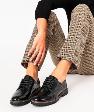 Derbies femme unis à semelle crantée détails fantaisie vue1 - GEMO (CASUAL) - GEMO