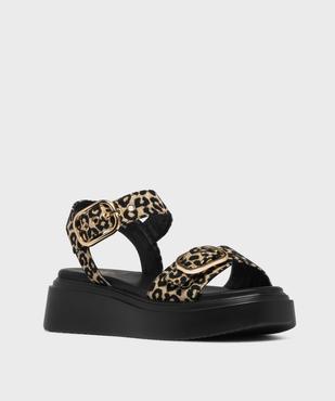 Sandales à motif animalier sur semelle plateforme femme - 5 Miles vue1 - 5 MILES - GEMO