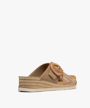 Mules à talon compensé et larges brides fantaisie femme vue4 - EMILIA ROSA - GEMO
