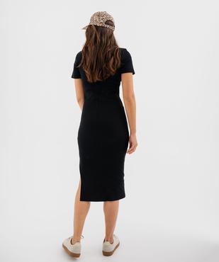 Robe longue en maille côtelée à manches courtes femme vue3 - GEMO(FEMME PAP) - GEMO