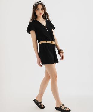 Short ample en gaze de coton avec ceinture tressée femme vue4 - GEMO(FEMME PAP) - GEMO