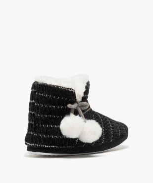 Chaussons boots pour femme en maille chenille et pompons vue4 - GEMO(HOMWR FEM) - GEMO