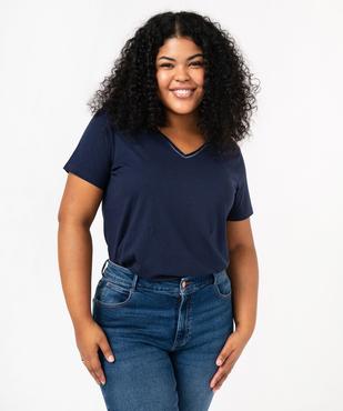 Tee-shirt femme grande taille avec col V et manches courtes vue1 - GEMO (G TAILLE) - GEMO