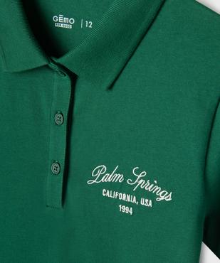 Polo manches courtes avec inscription brodée poitrine garçon vue3 - GEMO 4G FILLE - GEMO
