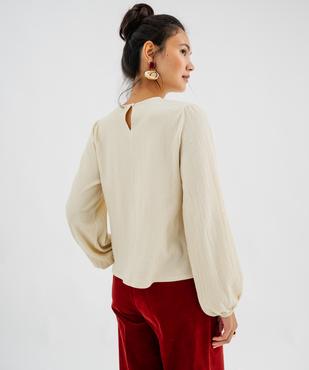 T-shirt manches longues uni avec plastron brodé femme vue4 - GEMO(FEMME PAP) - GEMO