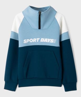 Sweat poche kangourou à col montant zippé garçon vue2 - GEMO (ENFANT) - GEMO