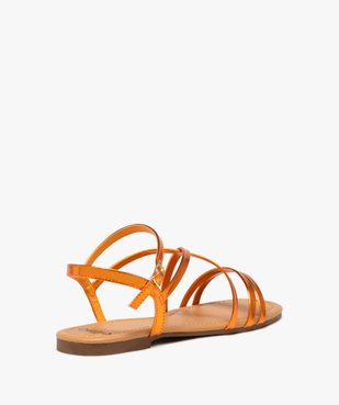 Sandales femme unies à fines brides vernies et talon plat vue4 - GEMO (CASUAL) - GEMO