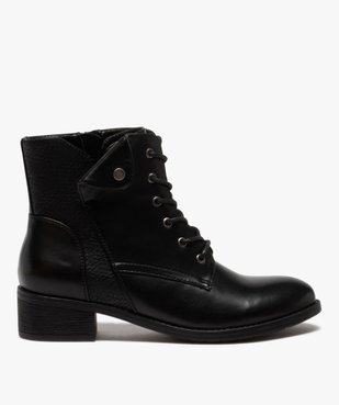Bottines femme unies à talon large fermeture lacets et zip vue1 - GEMO (CASUAL) - GEMO