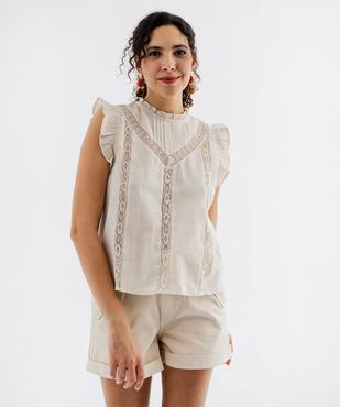 Blouse sans manches en coton et lin femme vue1 - GEMO(FEMME PAP) - GEMO
