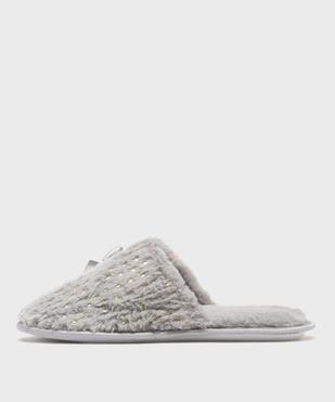 Chaussons mules en fourrure imitation à pois dorés femme vue3 - GEMO 4G FEMME - GEMO