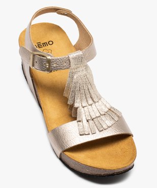 Sandales femme compensées à franges métallisées vue5 - GEMO(URBAIN) - GEMO