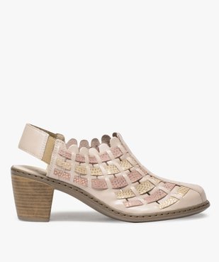 Escarpins femme confort dessus cuir tressé vue1 - GEMO(URBAIN) - GEMO