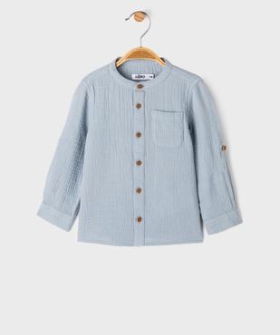 Chemise col rond en gaze de coton à manches retroussables bébé garçon vue1 - GEMO(BEBE DEBT) - GEMO