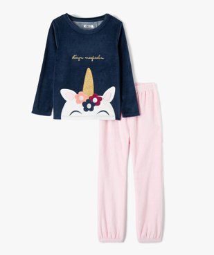Pyjama fille en velours avec motif licorne vue1 - GEMO (ENFANT) - GEMO