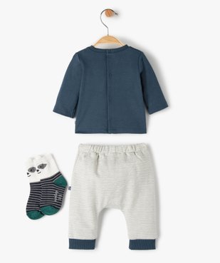 Ensemble bébé garçon 3 pièces : tee-shirt + chaussettes + pantalon - Sucre d'Orge vue3 - SUCRE D'ORGE - GEMO
