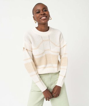 Pull femme avec rayures pailletées vue2 - GEMO(FEMME PAP) - GEMO