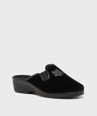 Chaussons mules dessus velours avec talon compensé femme vue2 - G'FLEX - GEMO