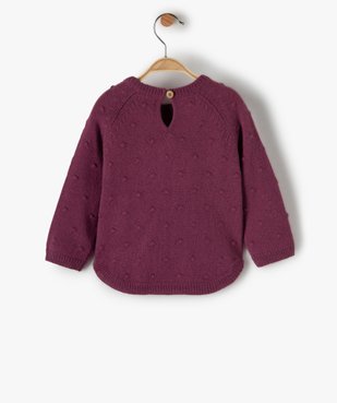 Pull bébé fille en maille fantaisie façon plumetis vue3 - GEMO(BEBE DEBT) - GEMO