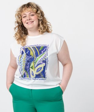 Tee-shirt femme grande taille sans manches avec motif pailleté vue1 - GEMO (G TAILLE) - GEMO