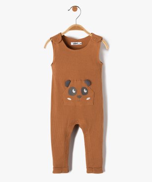 Salopette bébé en maille côtelée unie avec poche fantaisie vue1 - GEMO(BB COUCHE) - GEMO