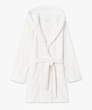 Robe de chambre femme courte à capuche en maille peluche vue4 - GEMO(HOMWR FEM) - GEMO