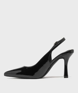 Escarpins slingback vernis à talon fin et détails ajourés - Follow Me vue3 - FOLLOW ME - GEMO