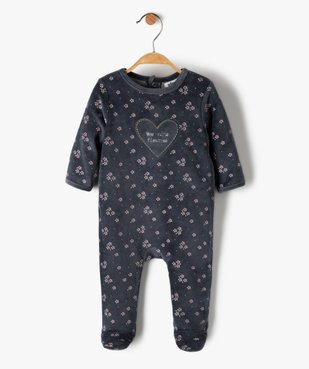 Pyjama bébé fille en velours à motifs fleuris vue1 - GEMO(BB COUCHE) - GEMO