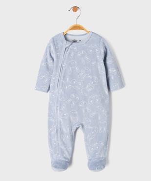 Pyjama en velours à motifs lapins fermeture devant bébé garçon vue1 - GEMO 4G BEBE - GEMO