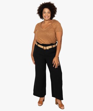Tee-shirt femme à col V et détails dorés vue5 - GEMO (G TAILLE) - GEMO