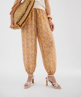 Pantalon sarouel en voile imprimé femme vue1 - GEMO(FEMME PAP) - GEMO